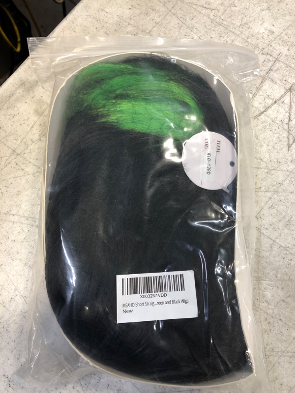 Photo 2 of 
MEAHO Short Straight Wigs Daily Wear Women Girls Wigs Halloween Cosplay Party Wigs Green and Black Wigs, (WIG-128D)