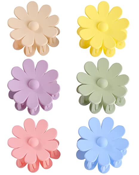 Photo 1 of 6 Pcs Hair Claw Clips Sun Flower Hair Clips, 3 Inch Large Claw Clips for Women Thin Thick Curly Hair Cute Dasiy Hair Clips, 90's Strong Hold Jaw Clip Hair Accessories(6 Colors)