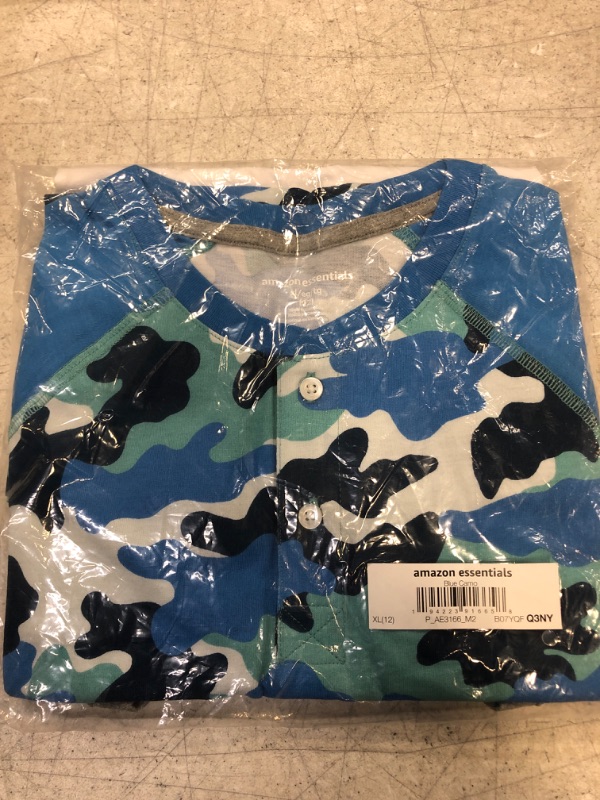 Photo 2 of Amazon Essentials Boys' Short-Sleeve Henley T-Shirts, Pack of 2 X-Large Blue, Camo