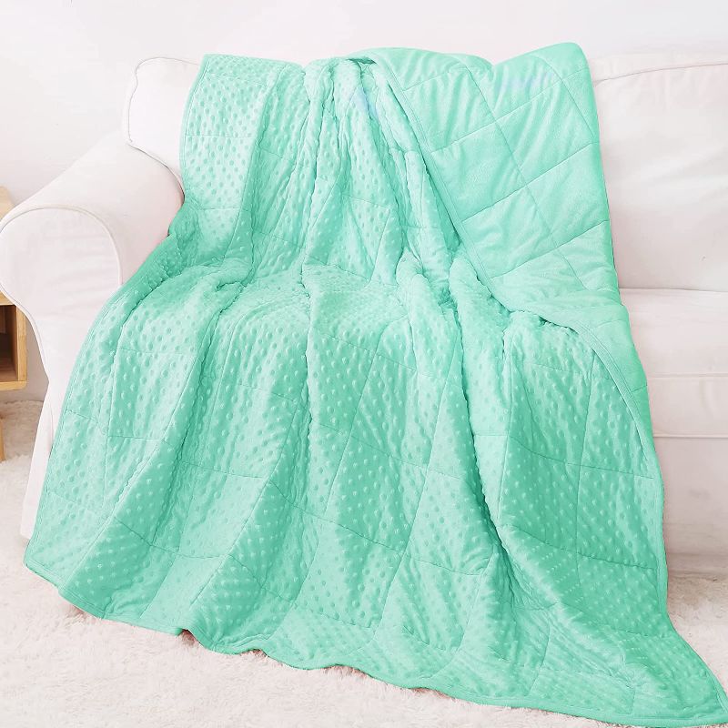 Photo 1 of Alomidds Weighted Blanket ( 60"x80",15lbs Queen Size - Green ), Weighted Blankets for Adults and Kids, Cooling Breathable Soft and Comfort Minky, Heavy Blanket Microfiber Material with Glass Beads
