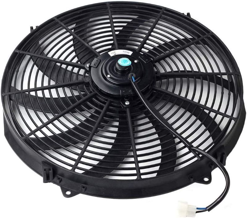 Photo 4 of 16" Black Electric Radiator Cooling Fan Wide S-Curved 10 Blades Thermostat Kit High 3000 CFM Reversible Push or Pull with Mounting Kit Heavy Duty 12Volts
