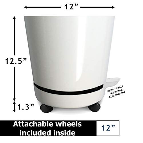 Photo 3 of 12" Self-Watering+ Self-Aerating + High Drainage + Ventilated Deep Reservoir Modern Round Planter Maintains Healthy Roots and Moisture for House Plant
