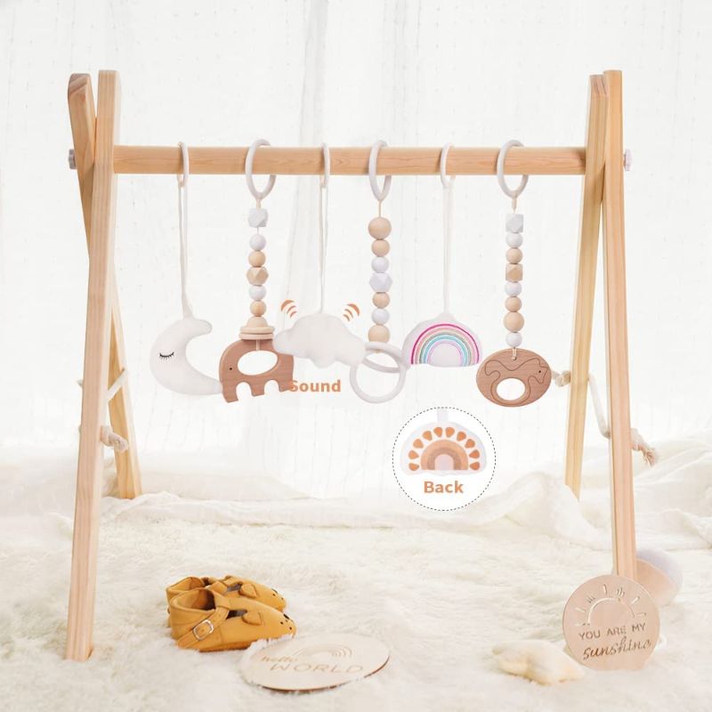 Photo 1 of little dove Baby Play Gym Wooden Baby Gym with 6 Toys Foldable Play Gym Frame Activity Gym Hanging Bar Baby Toy White
BOX IS SLIGHTLY DAMAGED
