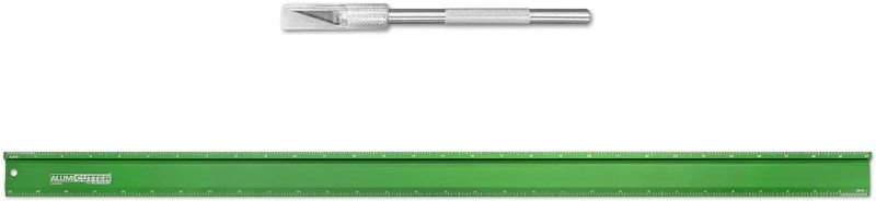 Photo 1 of Alumicolor AlumiCutter Aluminum Straight Edge w/Blade for Office, School, Engineering and Framing, 30IN, Green
