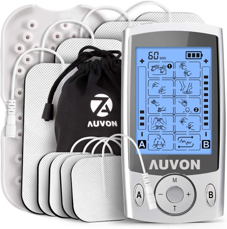 Photo 1 of AUVON Dual Channel TENS Unit Muscle Stimulator Machine with 20 Modes, 2" and 2"x4" TENS Unit Electrode Pads
MISSING PADS