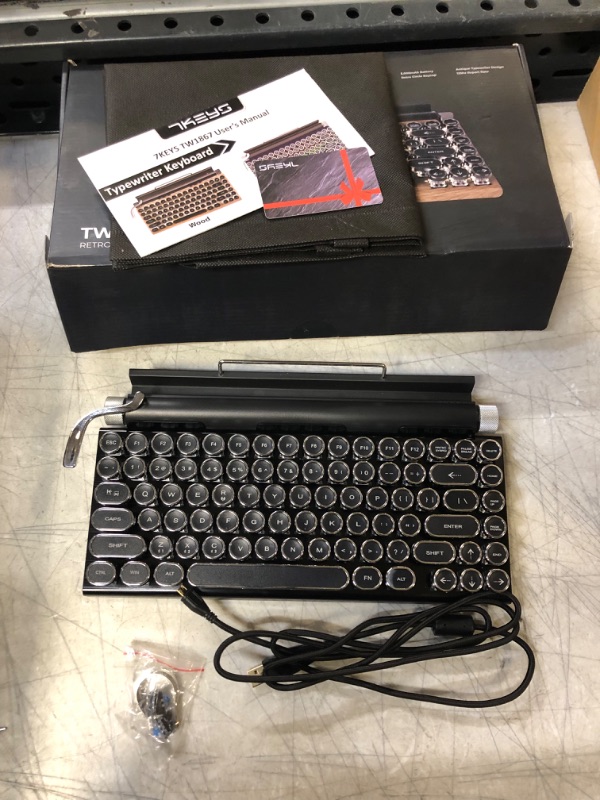 Photo 2 of 83-Key Mechanical Keyboard dot Retro Typewriter Mechanical Keyboard Wireless Bluetooth Keyboard, Keyboard Gaming Mechanical,Anti-ghosting Blue Switch Mechanical Keyboard (Wood Color)