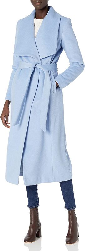 Photo 1 of Cole Haan Women's Slick Wool Wrap TRENCH Coat color : ice blue , SIZE 4 