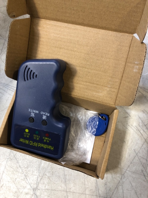Photo 1 of RFID Copier, Portable 125KHz EM4100 RFID Reader, Handheld ID Card Duplicator with 1Pc Writable Key, Fob Handheld Access Control Card Replicator, Suitable for School Home and Office