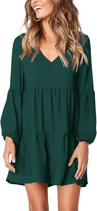 Photo 1 of Amoretu Women Summer Tunic Dress V Neck Casual Loose Flowy Swing Shift Dresses SIZE LARGE 