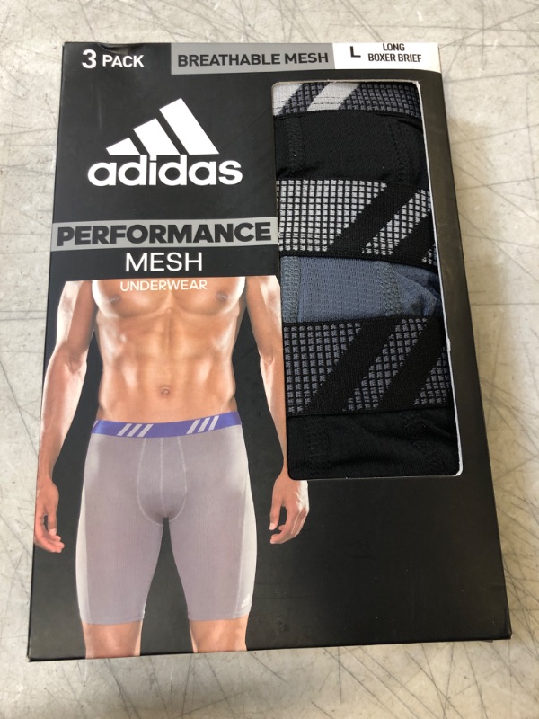 Photo 2 of Adidas Sport Performance Mesh Long Boxer Brief Underwear 3-Pack MENS SIZE LARGE 