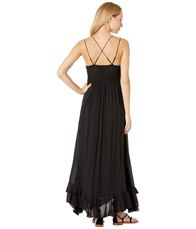 Photo 2 of Free People Adella Maxi Slip BLACK WITH LACY DETAIL , SIZE MEDIUM 