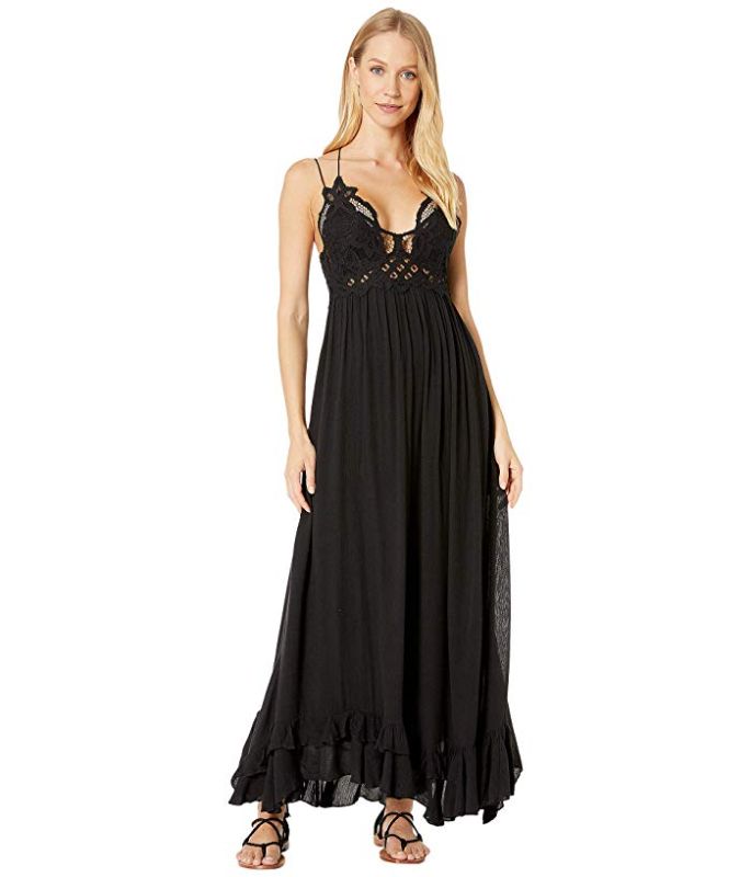 Photo 1 of Free People Adella Maxi Slip BLACK WITH LACY DETAIL , SIZE MEDIUM 