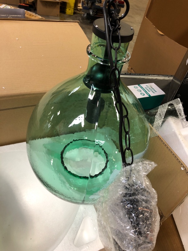 Photo 3 of 1 pc CASAMOTION Large Pendant Lighting Recycled Green Glass  Green 13 ‘’Diam---bulb not included 