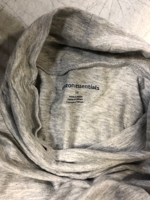 Photo 1 of Amazon Essentials Women's Cotton Modal Draped Puff Sleeve Turtleneck Medium Grey Heather -------- NEEDS CLEANING