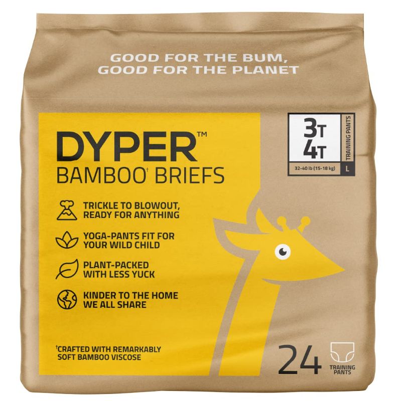 Photo 1 of DYPER Viscose from Bamboo Toddler Potty Training Pants Girls & Boys Size 3T-4T, Honest Ingredients, Day & Overnight, Made with Plant-Based Materials, Hypoallergenic for Sensitive Skin, Unscented 24Ct Size 3T-4T (24 Count)