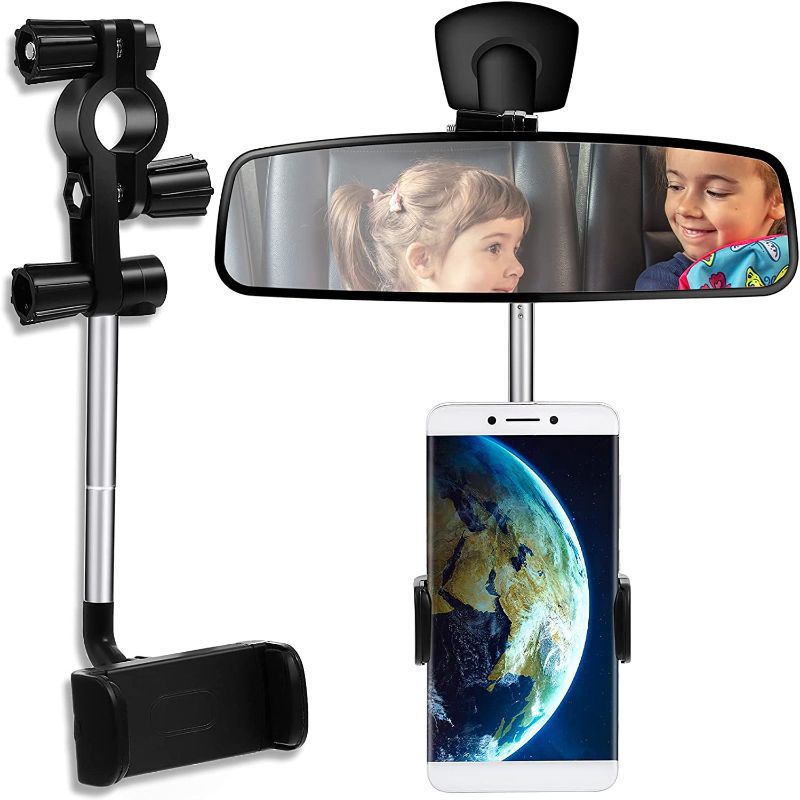 Photo 1 of 3x Frienda 360° Rearview Mirror Phone Holder, Universal Car Phone Holder Mount Car Rearview Mirror Mount Phone and GPS Holder, Car Phone Mount Clip Suitable for Most 4-6.1 Inch Mobile Phones (Black)
