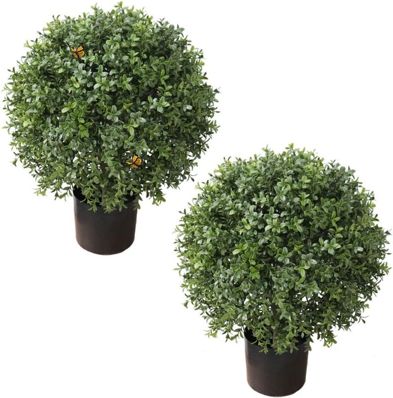 Photo 1 of 2'T 19''D Topiaries Trees Artificial Outdoors 2 Pack Fake Boxwood Bushes Outside Potted Tree
