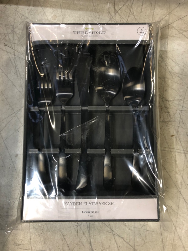 Photo 2 of 5pc Stainless Steel Kayden Silverware Set Matte Black - Threshold™
