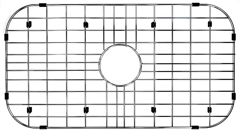 Photo 1 of Alonsoo Sink Grid 26 inches x 14 W, grate Centered Drain with Corner Radius 3-12 inches, Stainless Steel kitchen protector, rack for bottom of sink, accessories, Large