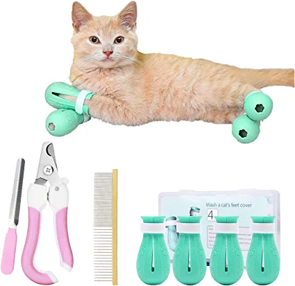 Photo 1 of Augegel Cat Boots for Cats Only,Silicone Anti-Scratch Shoes,Nail Cover Precaution Scratch Gloves, Pet Nail Clippers and Trimmers for Cat,Pets Claw Care Kit for Grooming Tool
