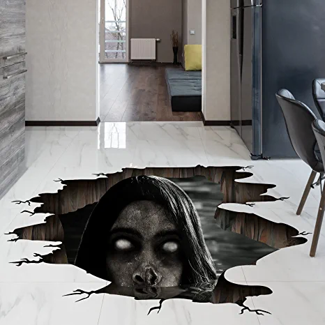 Photo 1 of Atcarmor 3D Halloween Floor Wall Decals, Removable Ghost Halloween Wall Stickers Decorations, Scary Halloween Decals for Walls Decor Decorations for Bedroom, Halloween Window Clings for Glass Windows

