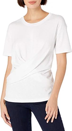 Photo 1 of Daily Ritual Women's Cotton Modal Stretch Slub Short-Sleeve Wrap-Front T-Shirt M
