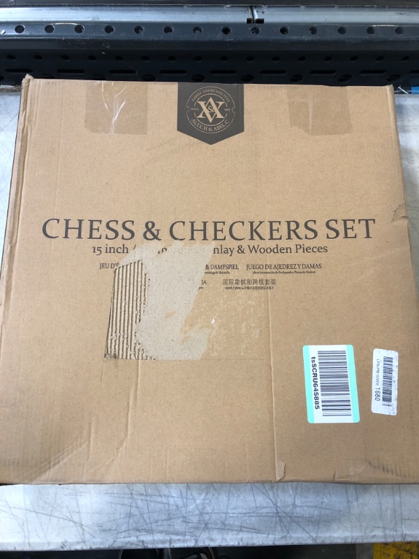 Photo 4 of A&A 15 inch Walnut Wooden Chess & Checkers Set w/ Storage Drawer /Weighted Chess Pieces - 3.0 inch King Height/ Walnut Box w/Walnut & Maple Inlay / 2 Extra Queen / Classic 2 in 1 Board Games Weighted Pieces w/ Walnut Box