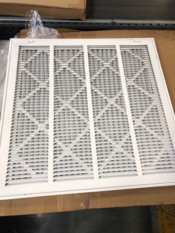 Photo 2 of 24" X 24" Return Air Filter Grille - Filter Included - Easy Plastic Tabs for Removable Face/Door - HVAC Vent Duct Cover - White [Outer Dimensions: 25.75w X 25.75h]