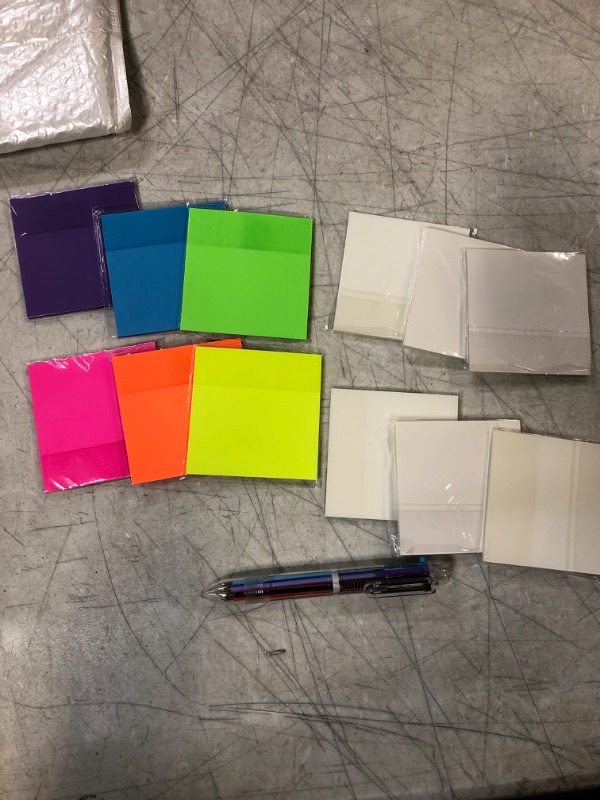 Photo 2 of 600 Sheets Transparent Sticky Notes, Jumpso 12 Pads Clear Self-Stick Post Notes Colorful with a Ballpoint Pen, 3x3 See Through Memo for Home Office, Waterproof Translucent Notes for School Reading
