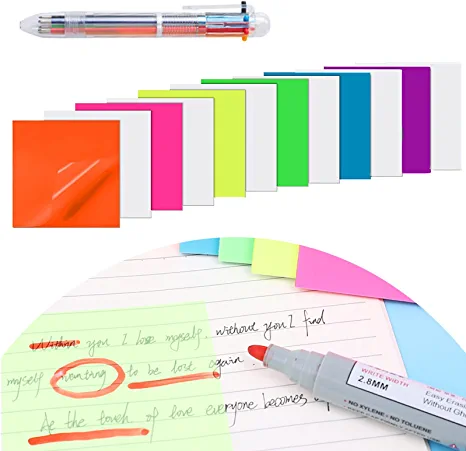 Photo 1 of 600 Sheets Transparent Sticky Notes, Jumpso 12 Pads Clear Self-Stick Post Notes Colorful with a Ballpoint Pen, 3x3 See Through Memo for Home Office, Waterproof Translucent Notes for School Reading

