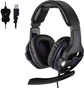 Photo 1 of LETTON Gaming Headset Stereo Over Ear Noise Canceling Headphones Bass Headphone with Mic and Volume Control for PC Laptop Mac