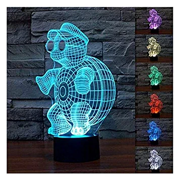 Photo 1 of 3D Illusion Tortoise with Glasses Night Light Lamps,7 Colors Gradual Changing Touch Switch USB Table Lamp,Holiday Gifts for Kids or Home Decorations.
