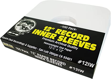 Photo 1 of 12" Vinyl Record Sleeves - Heavyweight White Paper Inner Sleeves - Archival Quality, Acid-Free! Set of 100 #12IW
