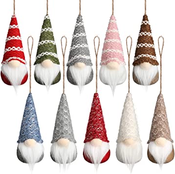 Photo 1 of 
Roll over image to zoom in




10 Pcs Hanging Gnome Ornaments Adorable Christmas Gnomes Handmade Plush Swedish Santa Tomte Holiday Tree Decorations

