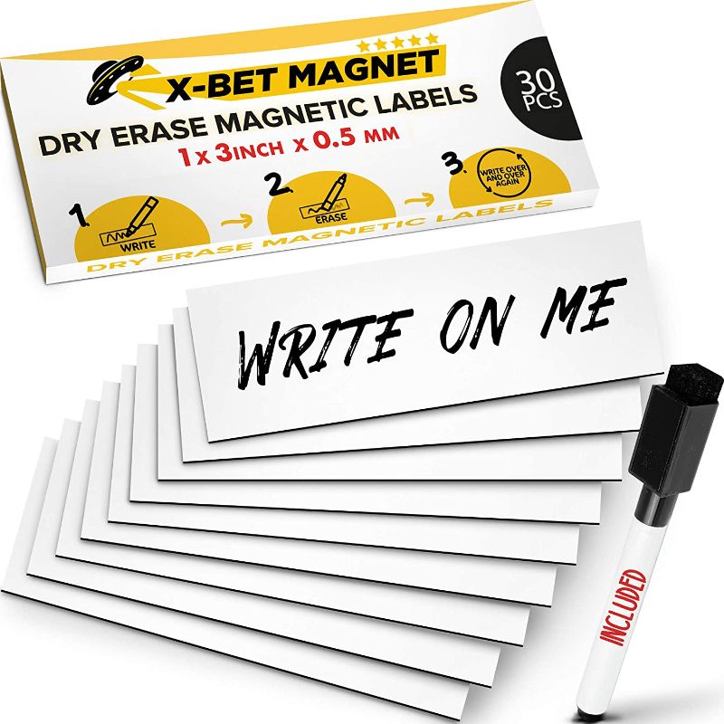 Photo 1 of 3in--Magnetic Dry Erase Labels, Reusable Sticky Notes, Magnetic Memo Pads for Refrigerator, Magnetic Dry Erase Sheets, Blank Magnetic Stickers for Writing, Magnets for Whiteboard, Classroom Refrigerator
