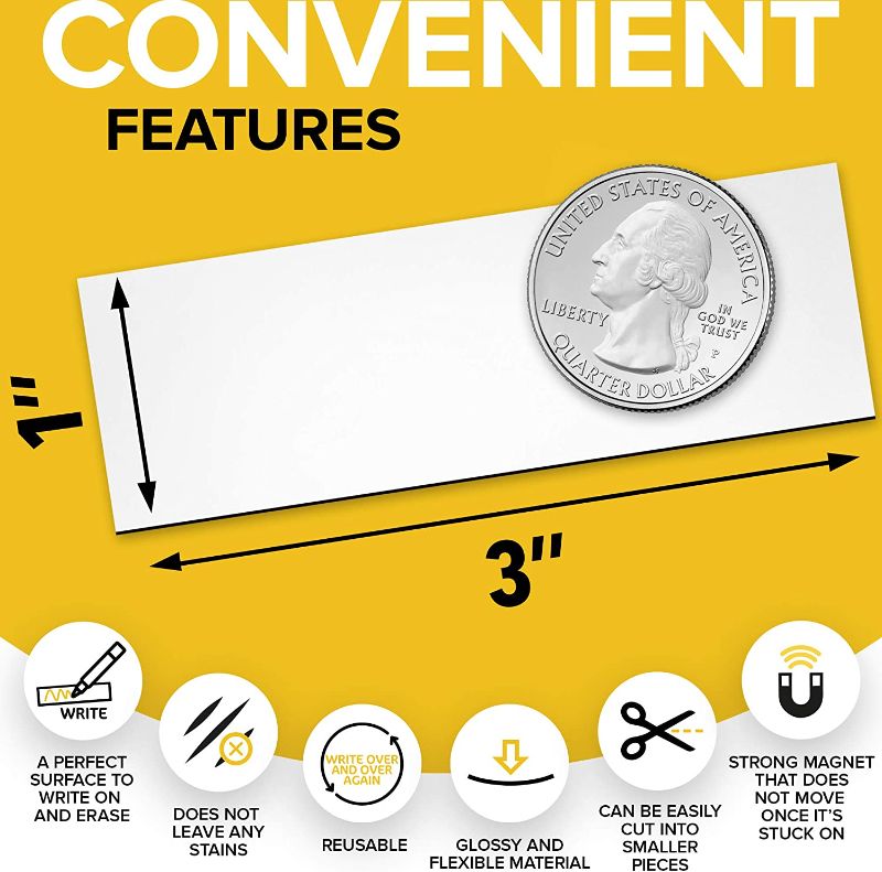 Photo 3 of 3in--Magnetic Dry Erase Labels, Reusable Sticky Notes, Magnetic Memo Pads for Refrigerator, Magnetic Dry Erase Sheets, Blank Magnetic Stickers for Writing, Magnets for Whiteboard, Classroom Refrigerator
