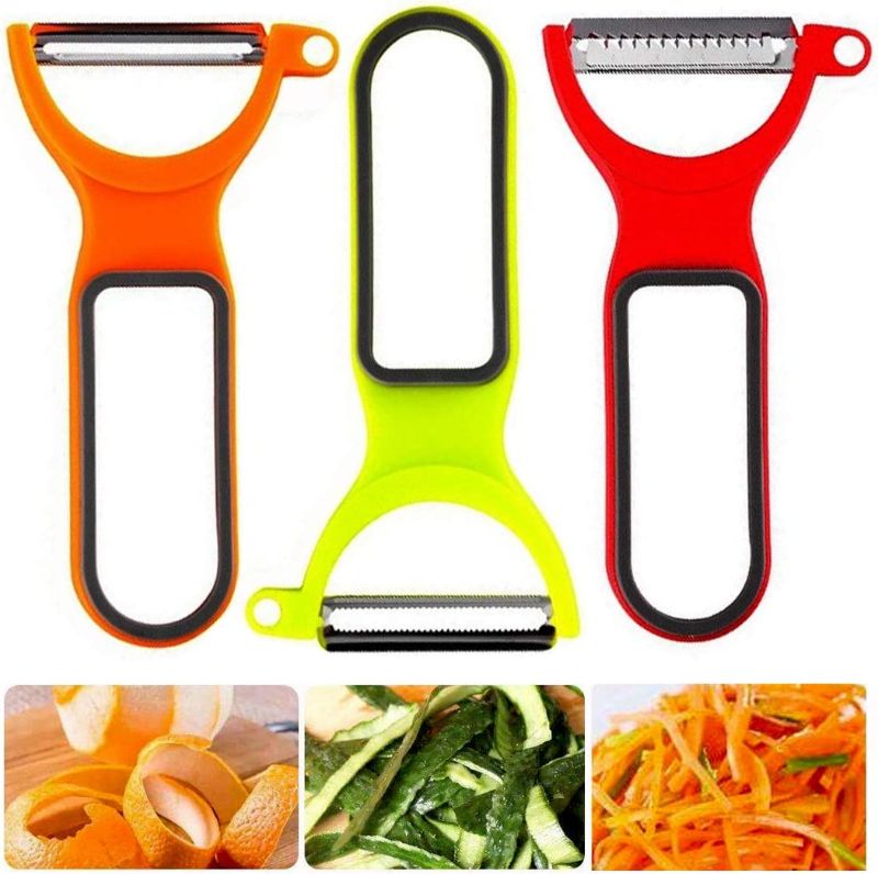 Photo 1 of 3PCS Peeler Slicers Shredders for Fruits and Vegetables with Spiralizer, Julienne, Cutter and Grater Kitchen Helper, Potato Fruits Peeler Cabbage Stainless Steel Shredder Slicer
