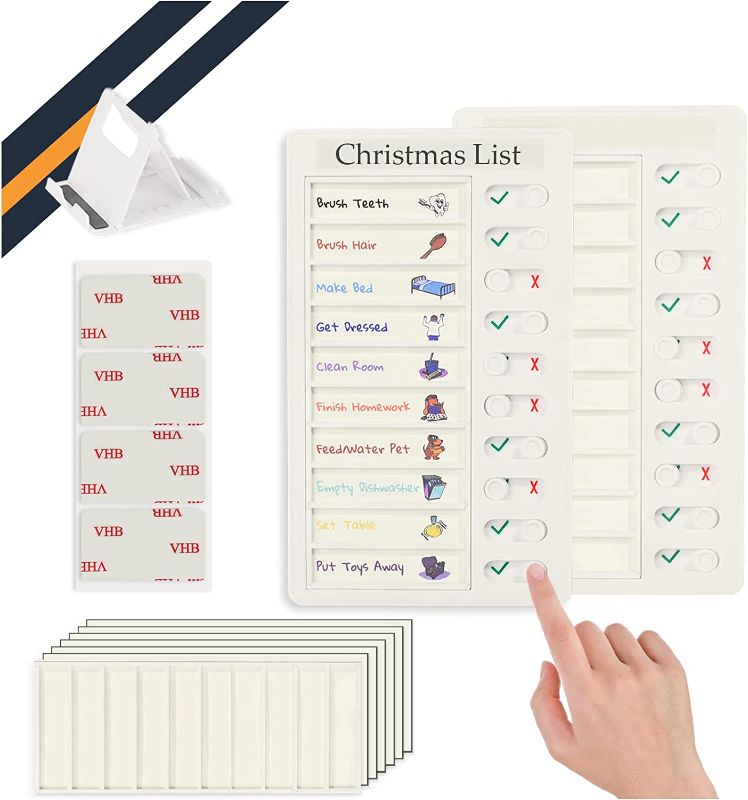 Photo 1 of 2-Pack Chore Chart - Lanbowan My Chores Checklist Task Board - Suitable for Daily Household Chores and to Do List RV Checklist Custom Tasks - Check List Removable with Slider (Straw White)
