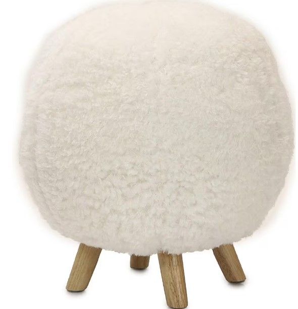 Photo 1 of ***MISSING 3 LEGS***Plush White Pouf Ottoman