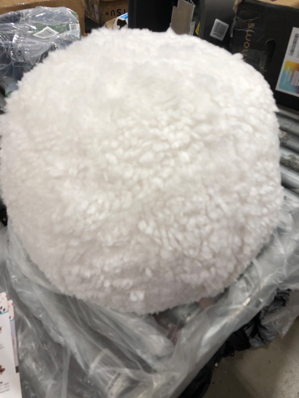 Photo 2 of ***MISSING 3 LEGS***Plush White Pouf Ottoman