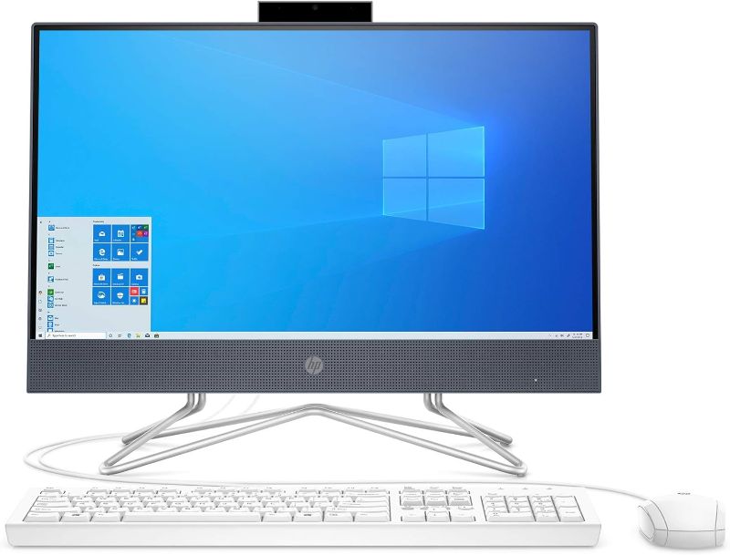 Photo 1 of HP All-in-One Desktop Computer 21.5 FHD Screen/ Intel Celeron G5900T/ 4GB DDR4 RAM/ 256GB SSD/DVD-Writer/AC WiFi/HDMI/Bluetooth/Blue/Windows 10 Home (Renewed)
