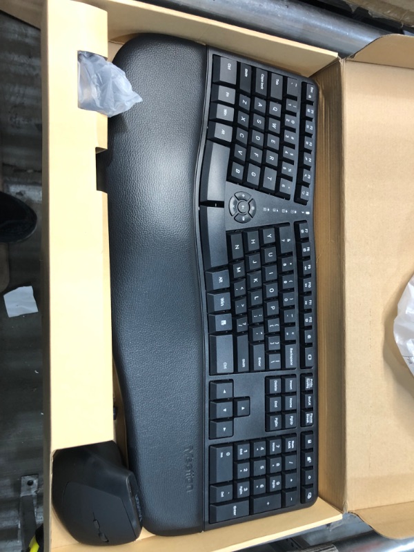 Photo 2 of MEETION Ergonomic Wireless Keyboard and Mouse, Ergo Keyboard with Vertical Mouse, Split Keyboard with Cushioned Wrist, Palm Rest, Natural Typing, Rechargeable, Full Size, Windows/Mac/Computer/Laptop