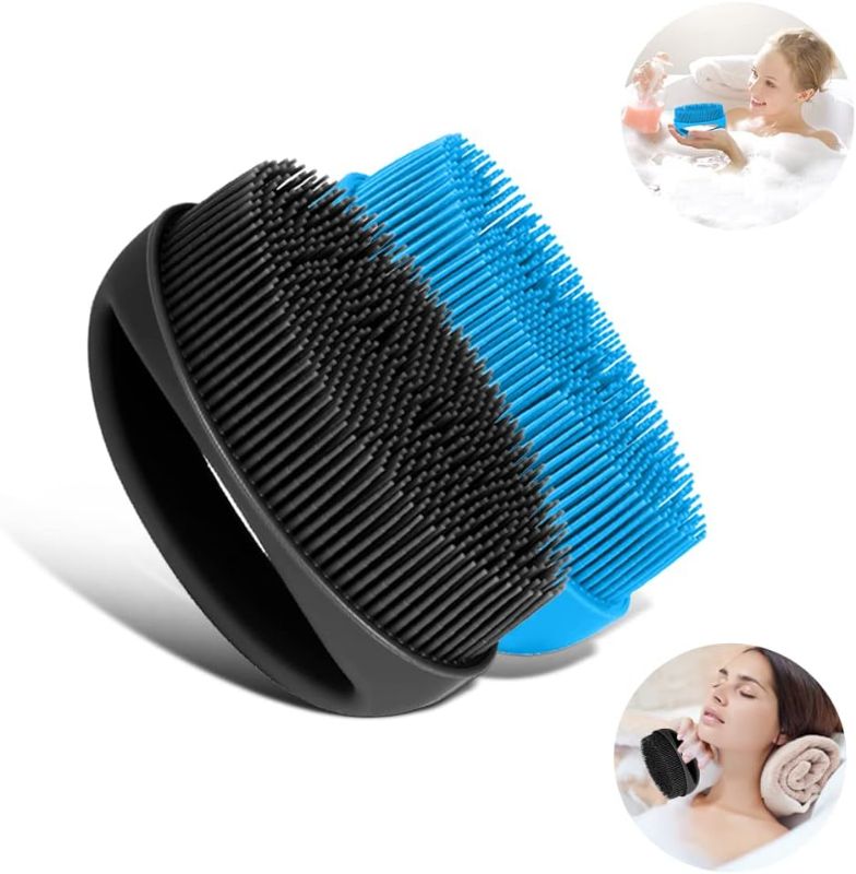 Photo 1 of 4 Packs Silicone Body Scrubber, Soft Silicone Body Shower Loofah for Body Exfoliation and Massage. Body Scrubbers for Use in Shower Suitable for All Skin. (Black & Blue)
