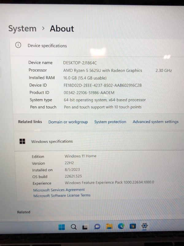 Photo 5 of Dell Inspiron 14" Touchscreen Laptop - AMD Ryzen 5 5625U - FHD+ (1920 x 1200) - Windows 11
