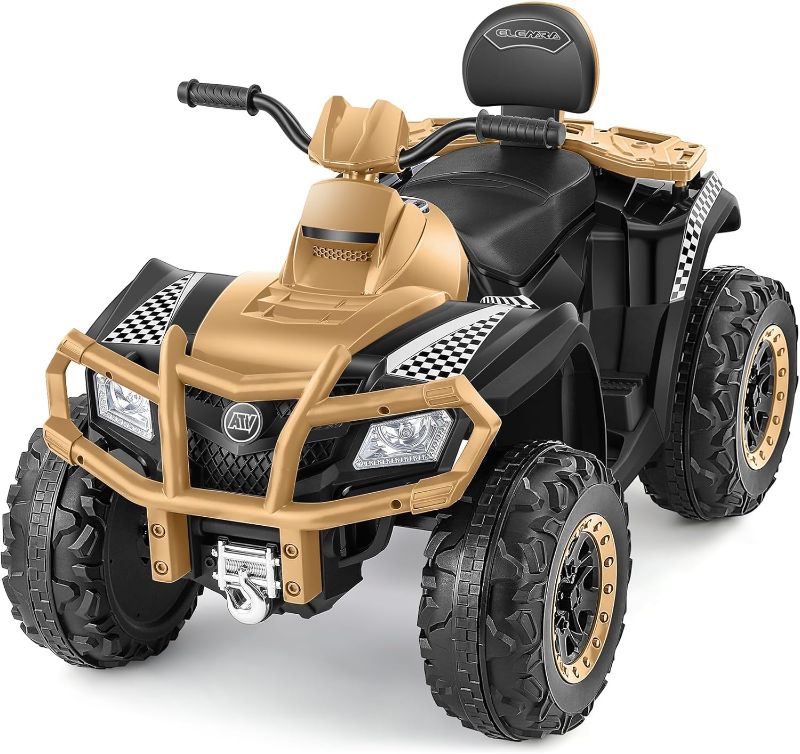 Photo 1 of ***Parts Only**ELEMARA 2 Seater Kids Ride on ATV, 4 Wheeler Kids Quad Car with 10AH Battery, 4mph, 2 Charging Ports, Bluetooth, LED Lights, Music, Radio, 12V Battery Powered Toddler Ride on Car for Age 3-8, Khaki
