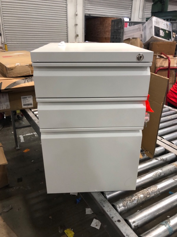 Photo 5 of DEVAISE 3 Drawer Mobile File Cabinet Under Desk Office, Fully Assembled Except Casters, Letter/Legal Size, White White 14.6"W x 17.1"D x 23.6"H