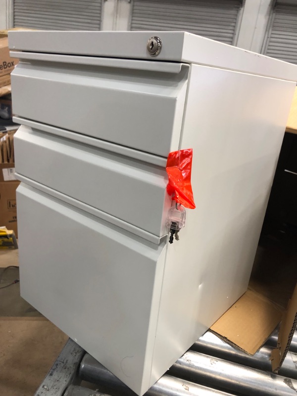 Photo 6 of DEVAISE 3 Drawer Mobile File Cabinet Under Desk Office, Fully Assembled Except Casters, Letter/Legal Size, White White 14.6"W x 17.1"D x 23.6"H