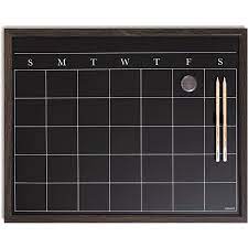 Photo 1 of U Brands Wood Style Frame Chalkboard Calendar Set, Office Supplies, with Magnet, Chalk Pencils 16” x 20”, 4 Pieces
