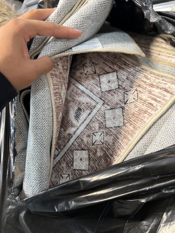 Photo 1 of befbee Washable Rug 8x10 Area Rugs for Living Room - Stain Resistant Non-Slip Backing Rugs for Bedroom - Vintage Large Area Rug (Brown/Beige, 8'x10') Brown/Beige 8'x10'