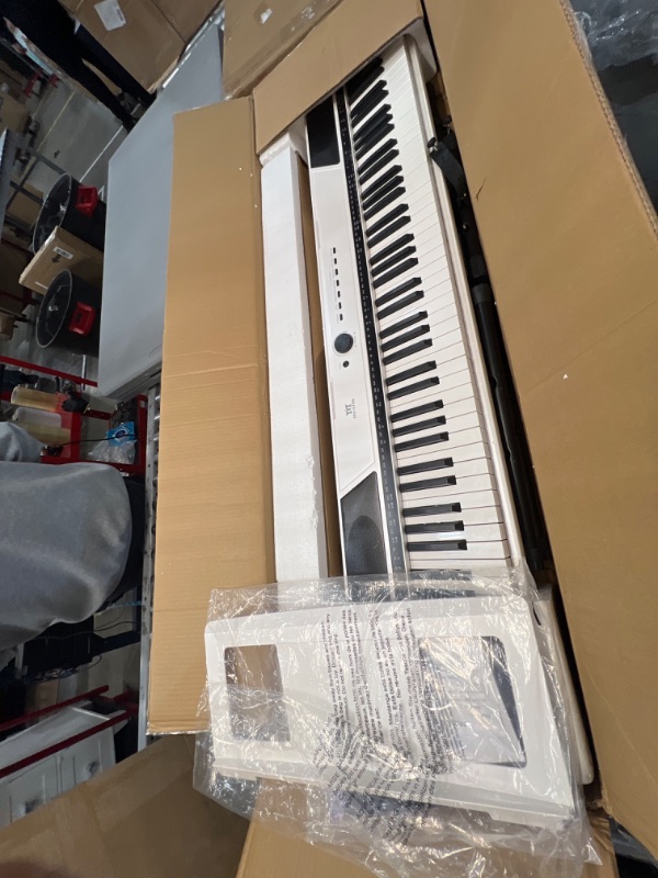 Photo 2 of (PARTS ONLY)MUSTAR Digital Piano 88 Weighted Keys with Stand Touch Sensitivity, Piano Keyboard 88 Keys Semi Weighted Electric Piano with Bluetooth Connection, Portable Case, Sustain Pedal, MDF, White
